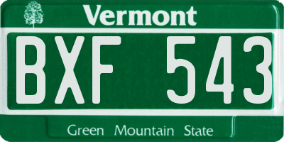 VT license plate BXF543