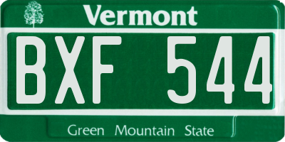 VT license plate BXF544