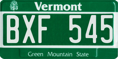 VT license plate BXF545