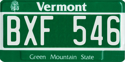 VT license plate BXF546