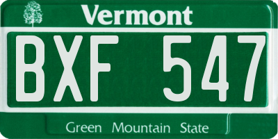 VT license plate BXF547