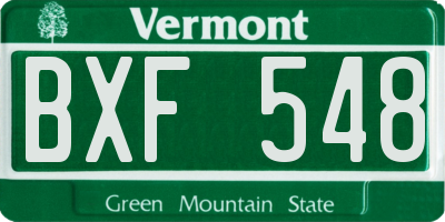 VT license plate BXF548