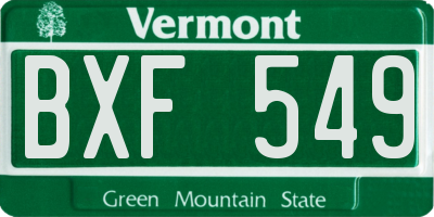 VT license plate BXF549