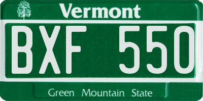 VT license plate BXF550