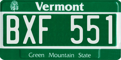 VT license plate BXF551