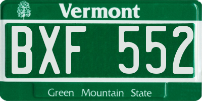 VT license plate BXF552