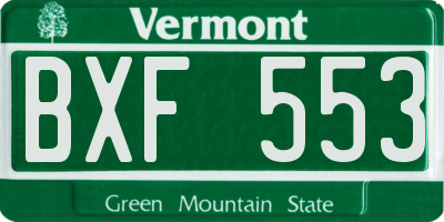 VT license plate BXF553
