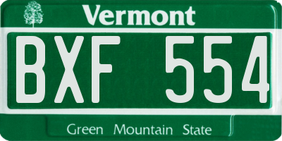 VT license plate BXF554
