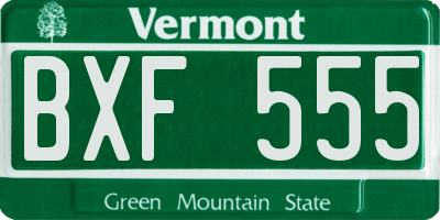 VT license plate BXF555