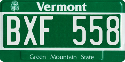 VT license plate BXF558