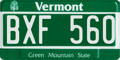 VT license plate BXF560