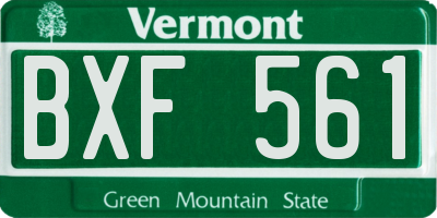 VT license plate BXF561