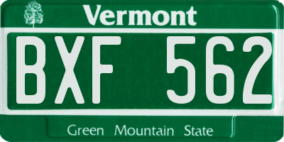 VT license plate BXF562