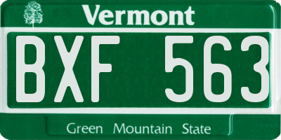 VT license plate BXF563