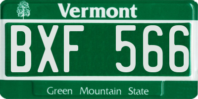 VT license plate BXF566