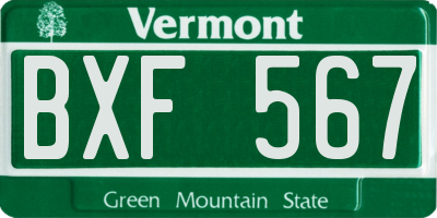 VT license plate BXF567
