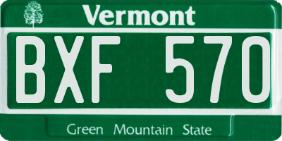 VT license plate BXF570