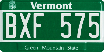VT license plate BXF575