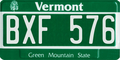 VT license plate BXF576