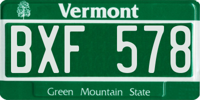 VT license plate BXF578