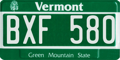 VT license plate BXF580