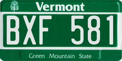 VT license plate BXF581