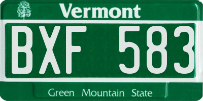 VT license plate BXF583