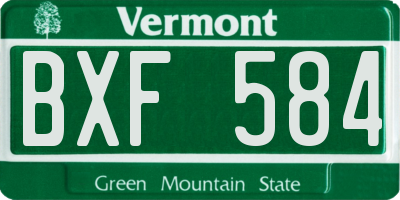 VT license plate BXF584