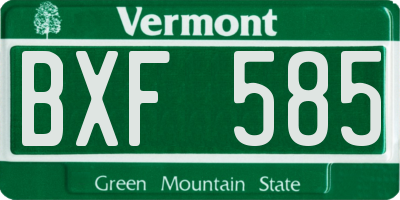 VT license plate BXF585