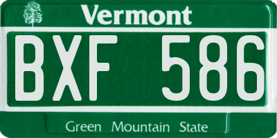 VT license plate BXF586