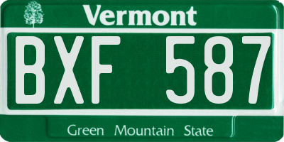 VT license plate BXF587