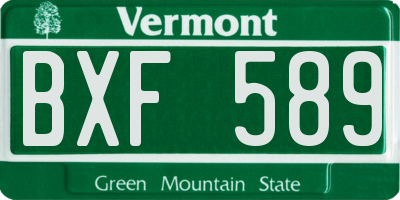 VT license plate BXF589