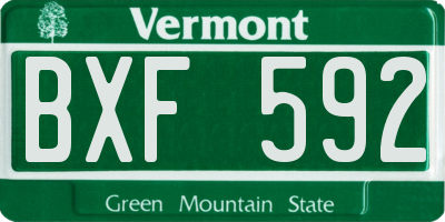 VT license plate BXF592