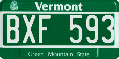 VT license plate BXF593