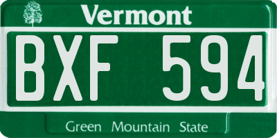 VT license plate BXF594