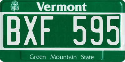 VT license plate BXF595