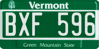 VT license plate BXF596