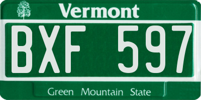 VT license plate BXF597