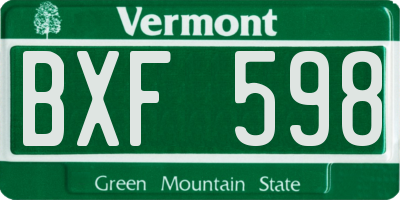 VT license plate BXF598