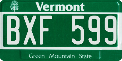VT license plate BXF599