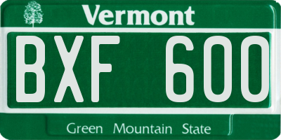 VT license plate BXF600