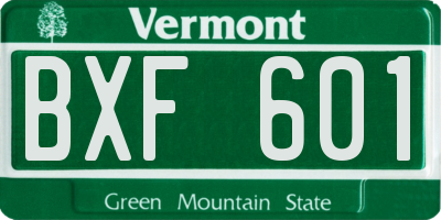 VT license plate BXF601
