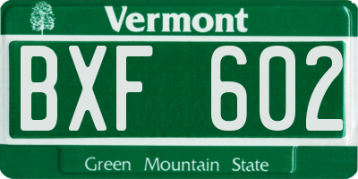 VT license plate BXF602