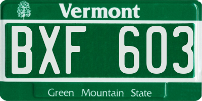 VT license plate BXF603