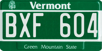 VT license plate BXF604