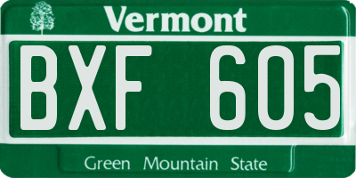 VT license plate BXF605