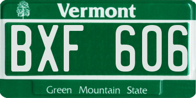 VT license plate BXF606