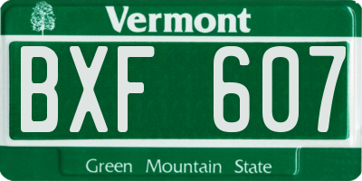 VT license plate BXF607
