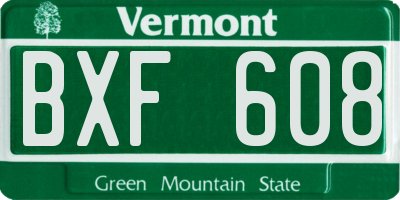 VT license plate BXF608