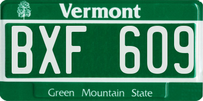 VT license plate BXF609